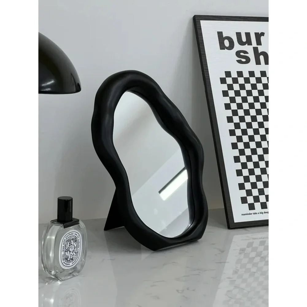 Black irregular frame vanity table top mirror 10”x8” wall mirror